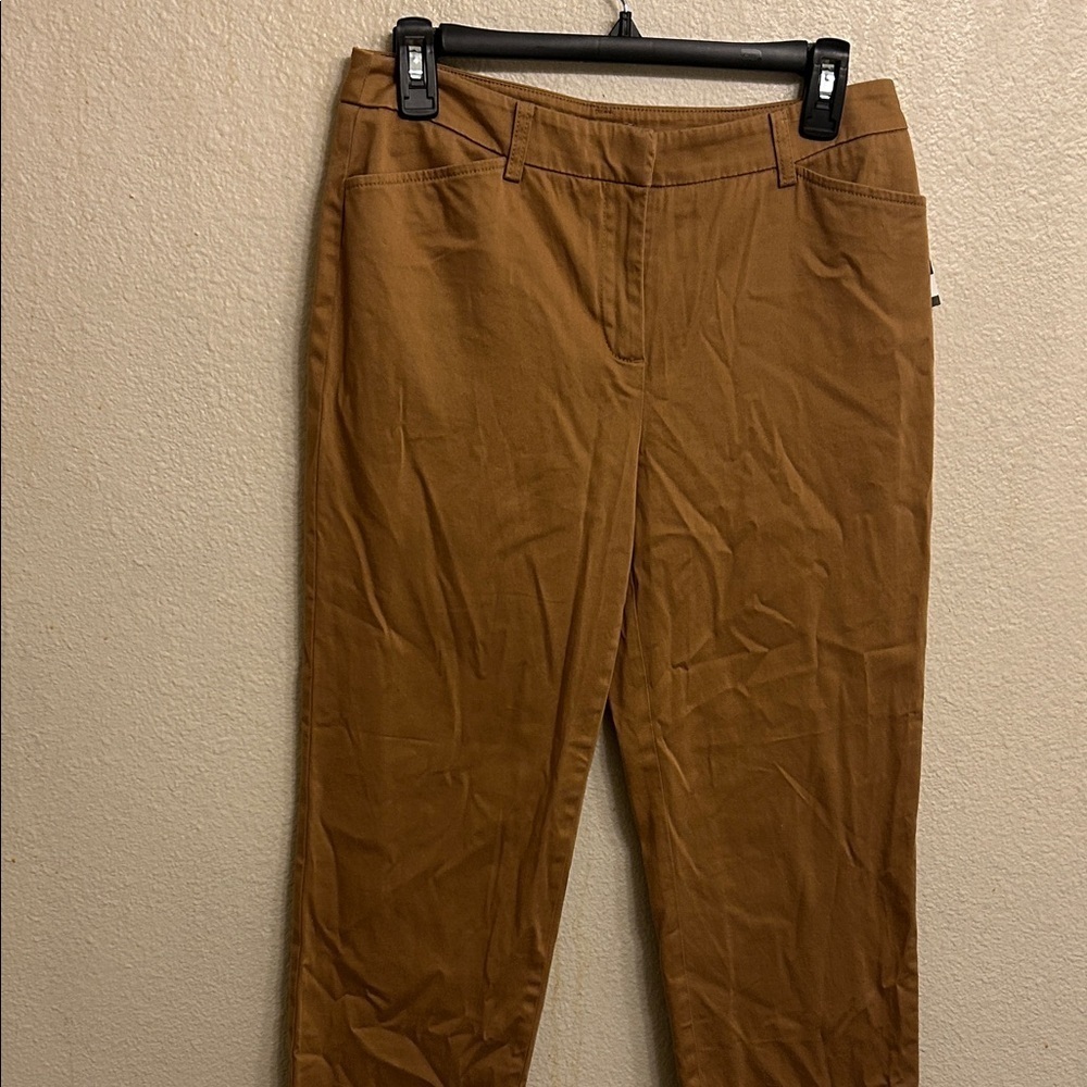 Jones New York Signature Petite Stretch Brown Straight Pants Size 6